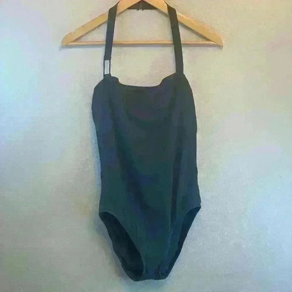 NWT Nautica Signature Granite One Piece Halter Top Swimsuit 12 Beach Summer Swim - Picture 1 of 12